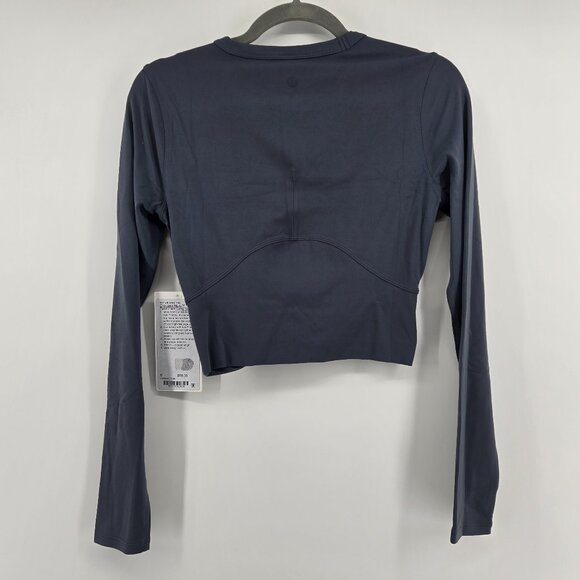 NWT Lululemon Cropped Nulu Twist-Hem Long-Sleeve Shirt - 6 Oil Blue - Picture 3 of 6